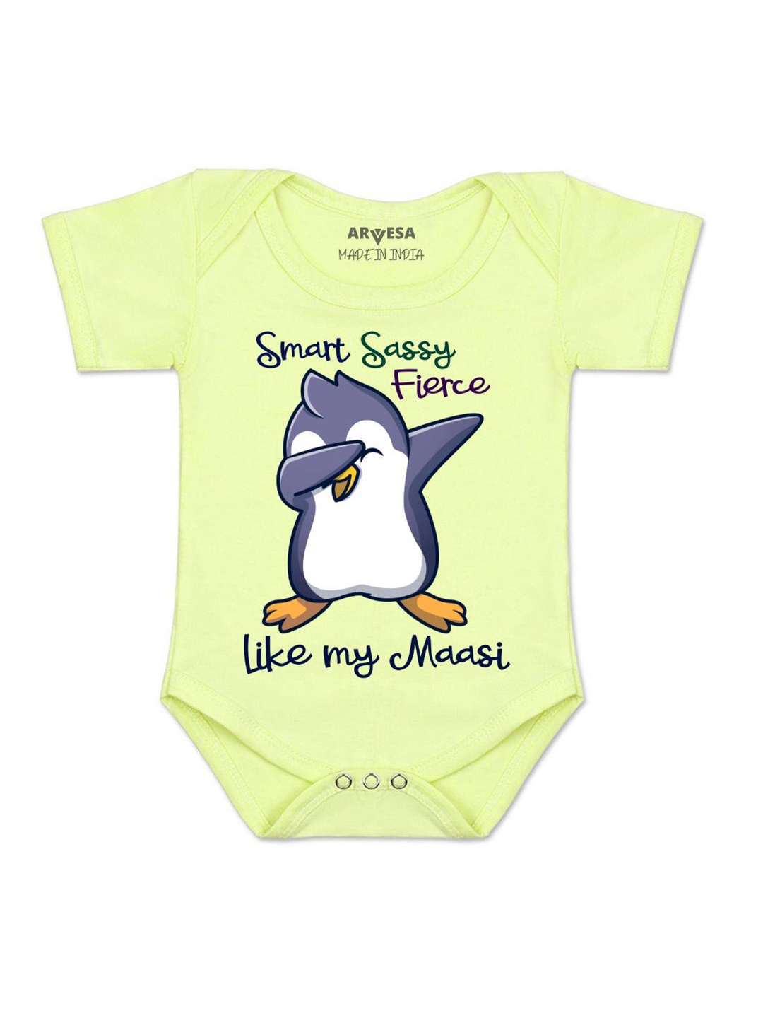 

Arvesa Kids Smart Sassy Like My Maasi Printed Romper, Yellow