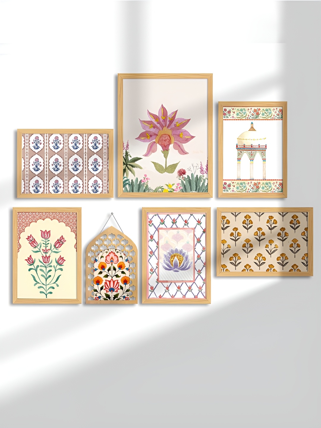 

Art Street Beige & Pink 7 Pieces Floral and Botanical Paper Paintings Wall Arts