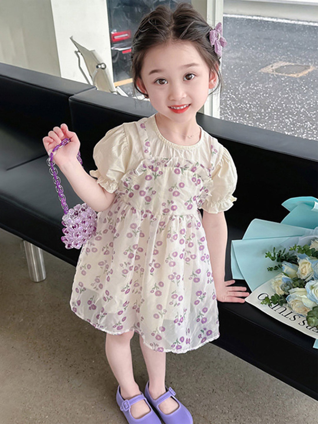 

LULU & SKY Floral Print A-Line Dress, Purple