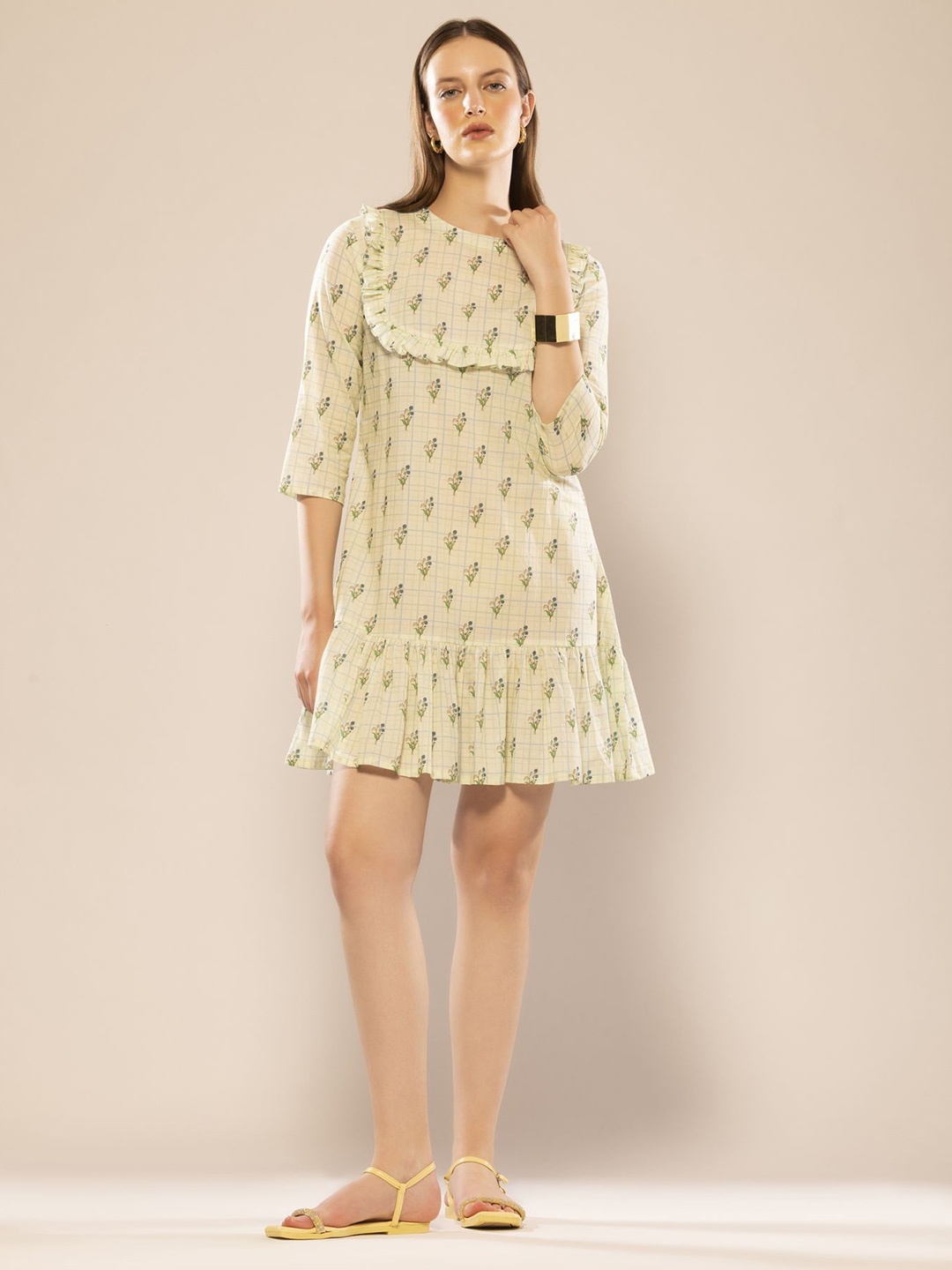 

CORSICA Floral Print A-Line Mini Dress, Green