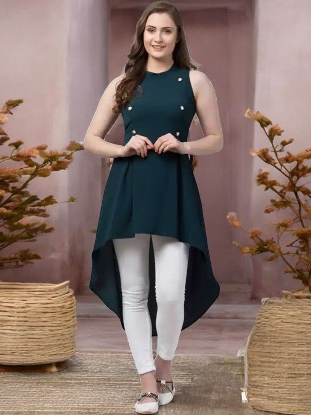 

Arbiter Collection High-Low Longline Top, Green