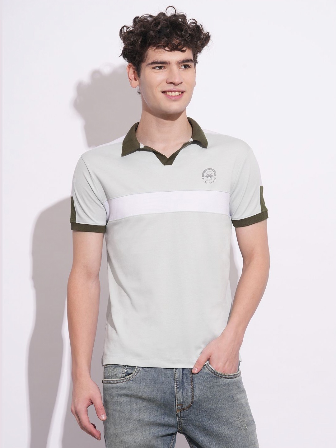

Being Human Men Colourblocked Polo Collar T-shirt, Blue