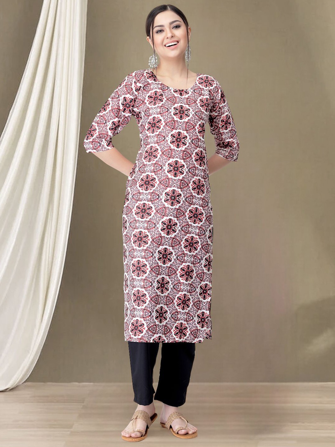 

Moda Rapido Floral Printed Straight Kurta with Trouser, Purple