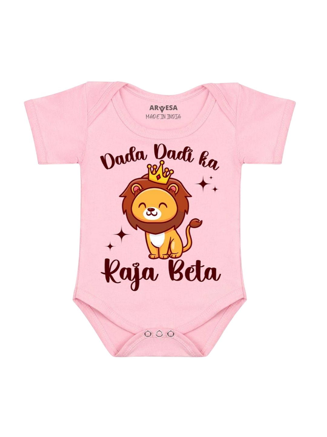 

Arvesa Kids Dada Dadi Ka Raja Beta Printed Romper, Pink