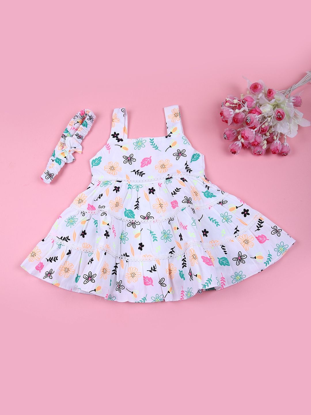 

V-Mart Print Fit & Flare Midi Dress, Off white