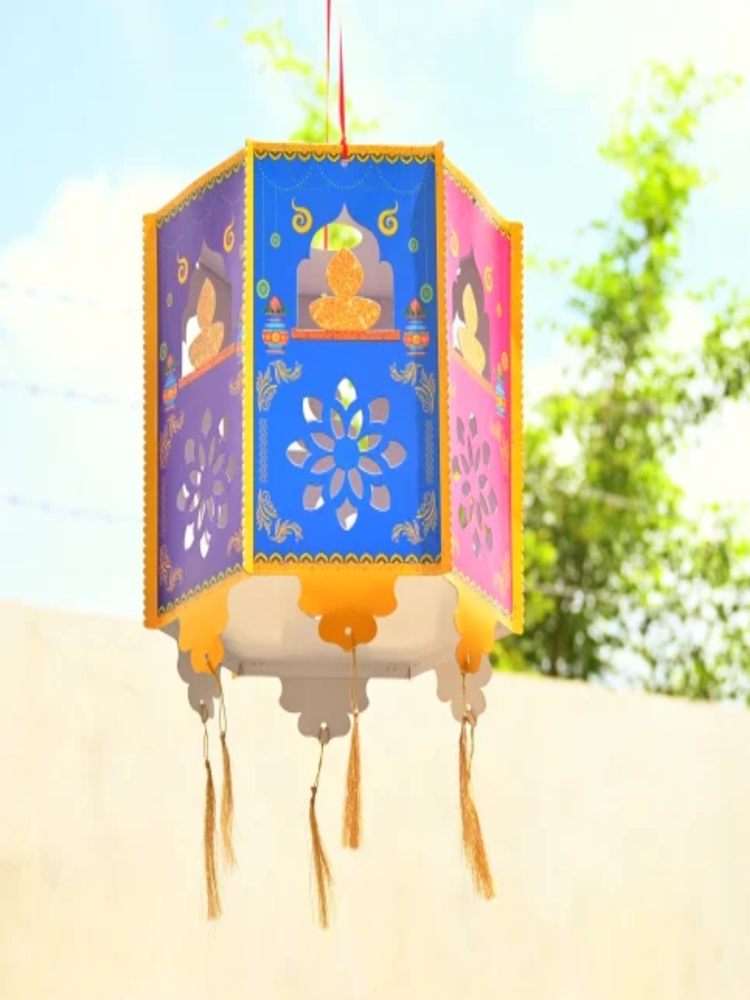 

Special You Blue Printed Hanging Kandeel Festive Decor