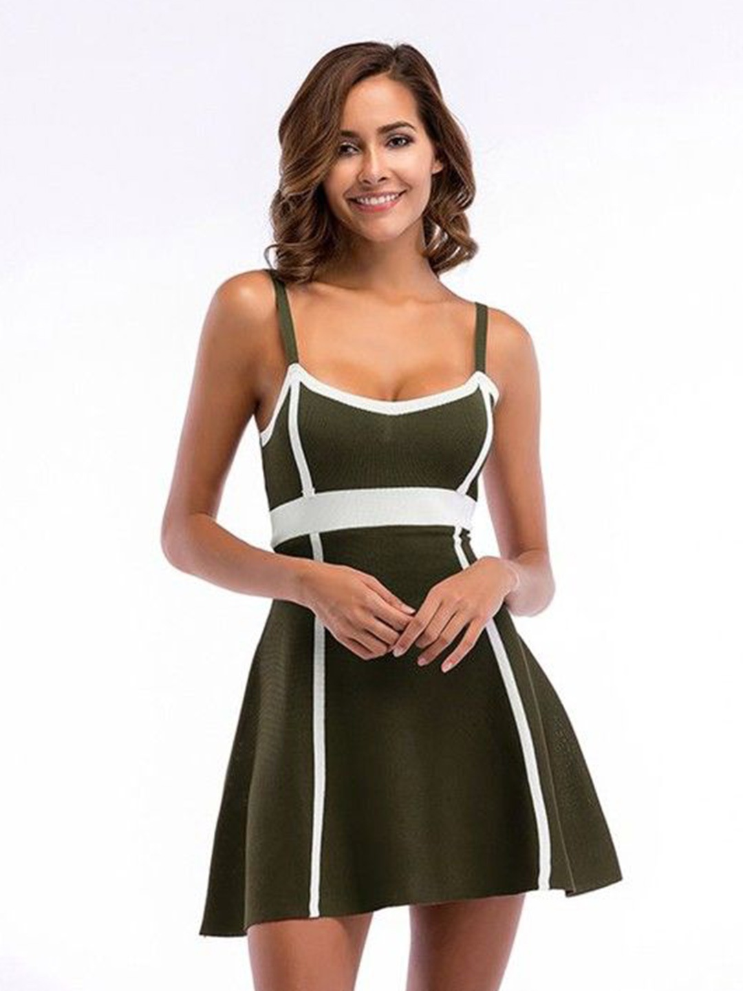 

HERE&NOW Empire Mini Dress, Olive
