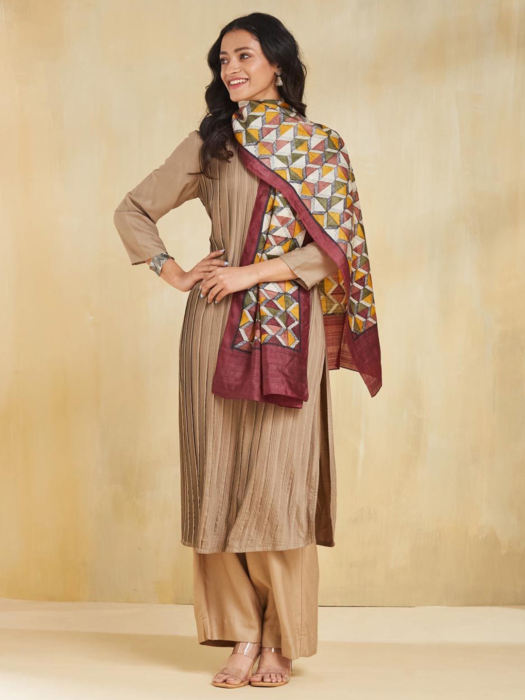 

Fabindia Women Printed Stole, White