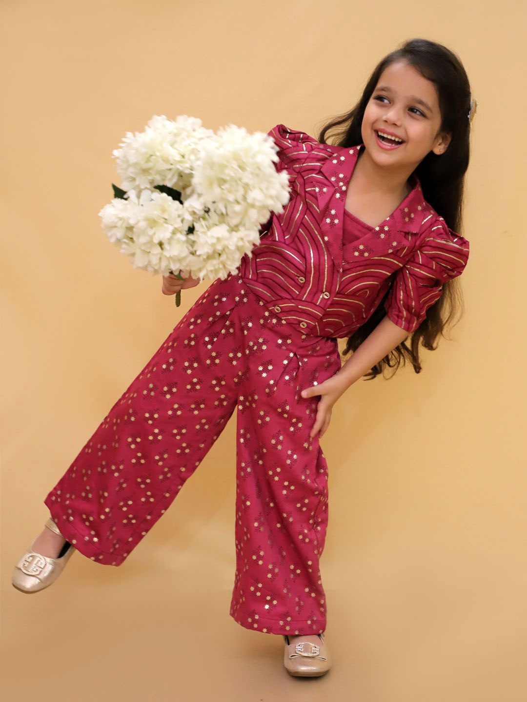 

LIL DRAMA Girls Printed Top with Trousers, Violet