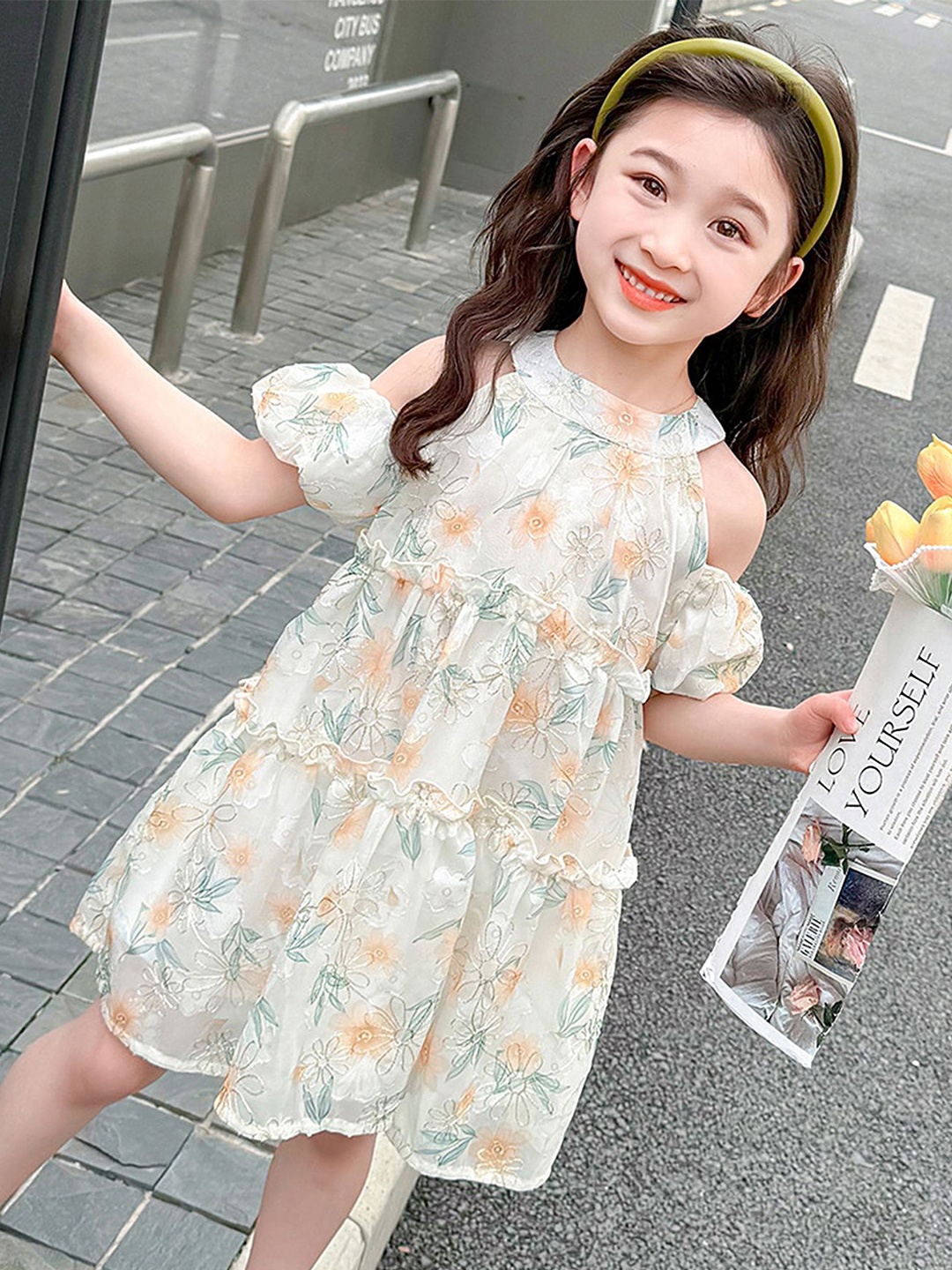 

LULU & SKY Floral Print A-Line Dress, Yellow