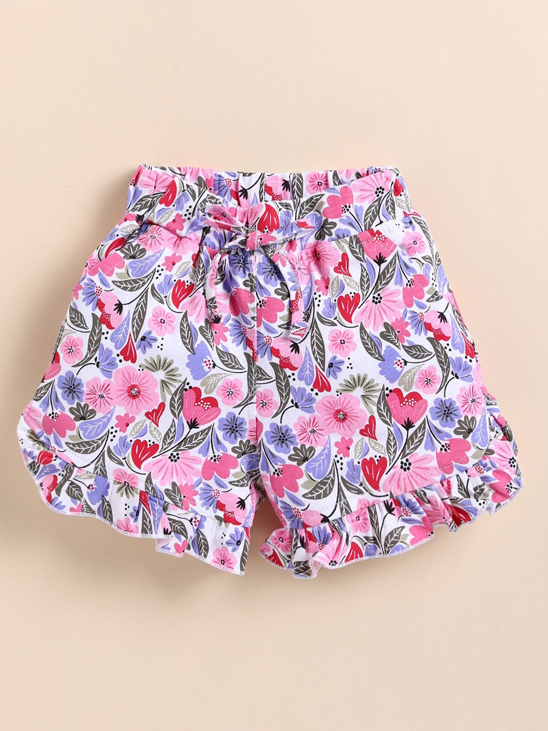 

Annie Girls Cotton Floral Printed Mid-Rise Hot Pants Shorts, White