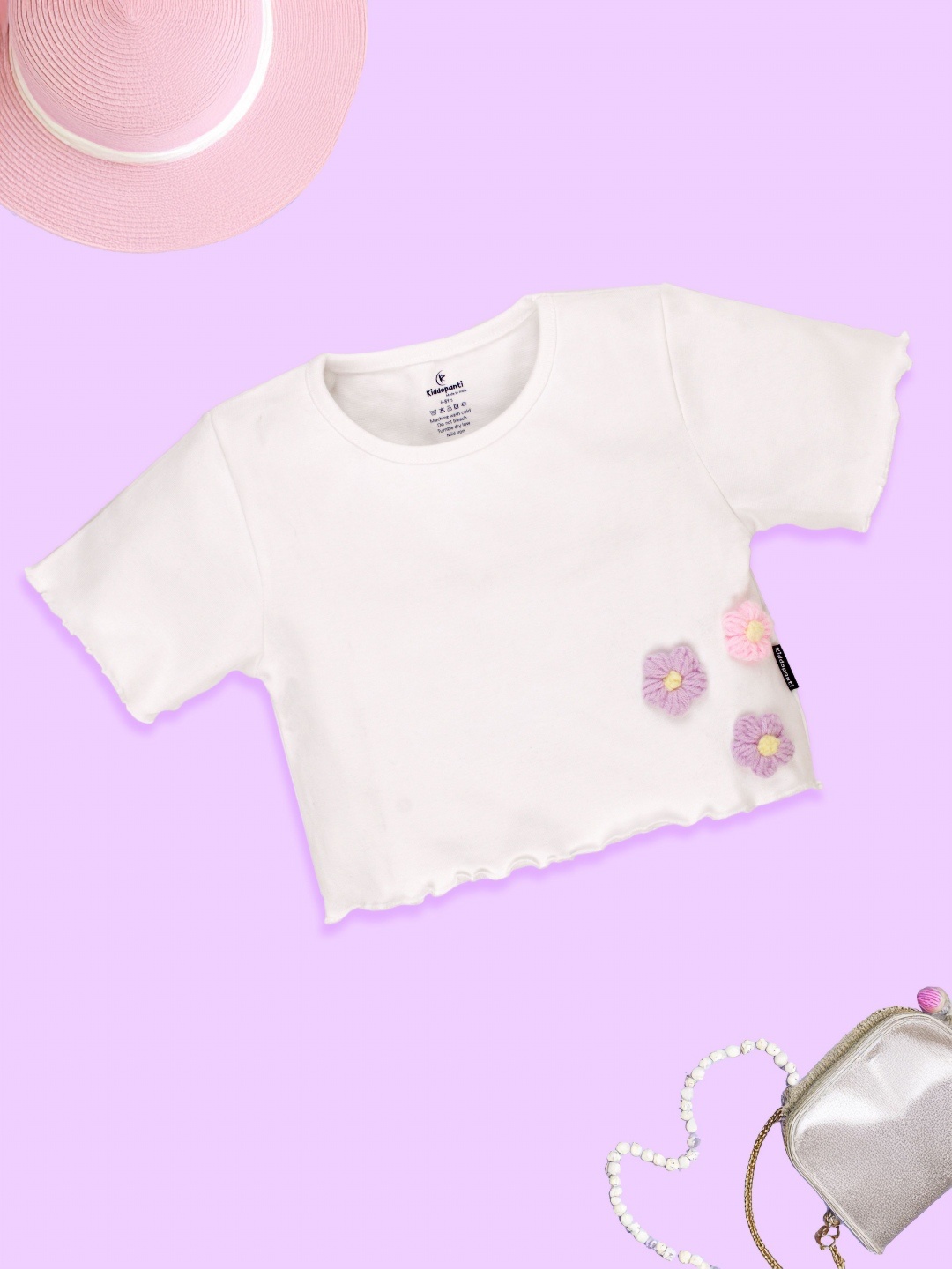 

KiddoPanti Girls Applique T-shirt, White
