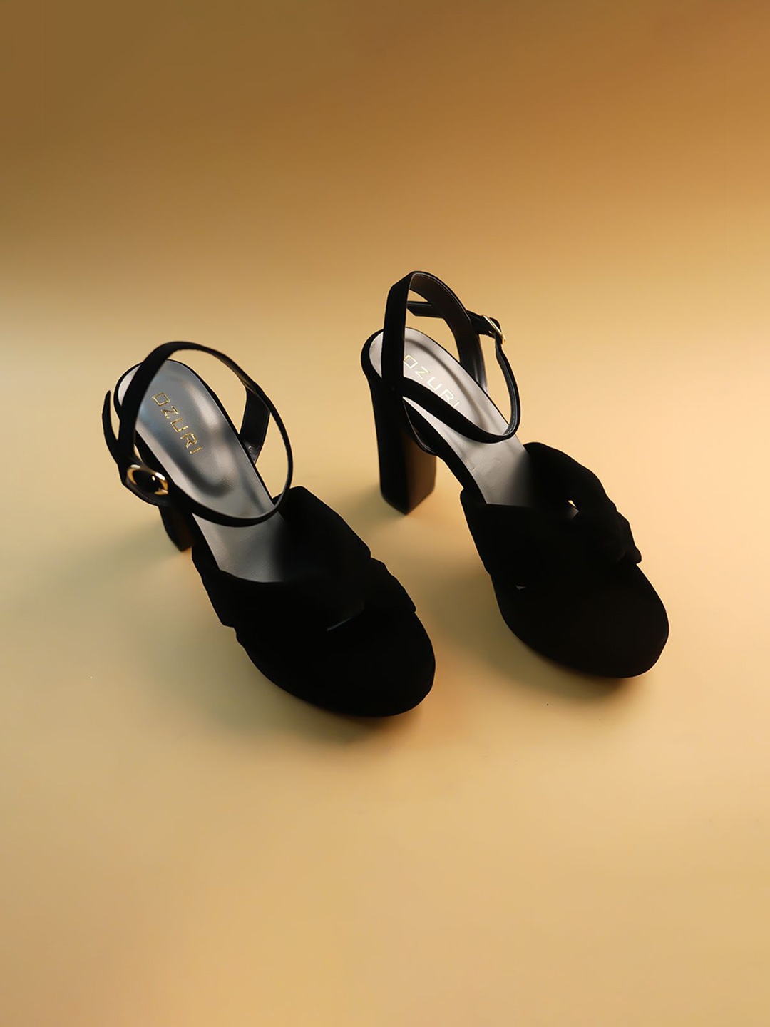 

Ozuri Party Block Sandals with Bows, Black