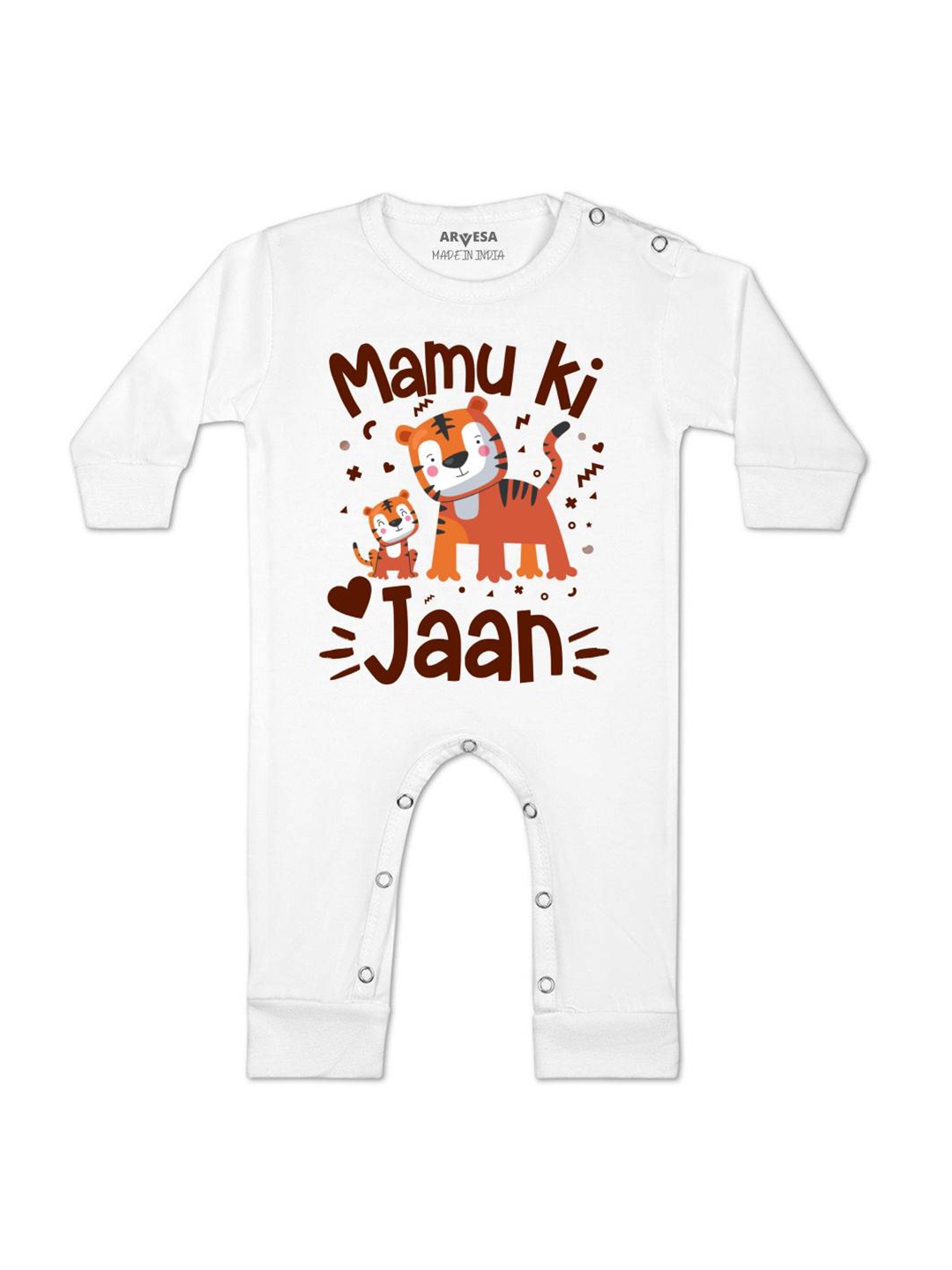 

Arvesa Kids Mamu Ki Jaan Printed Baby Romper, White