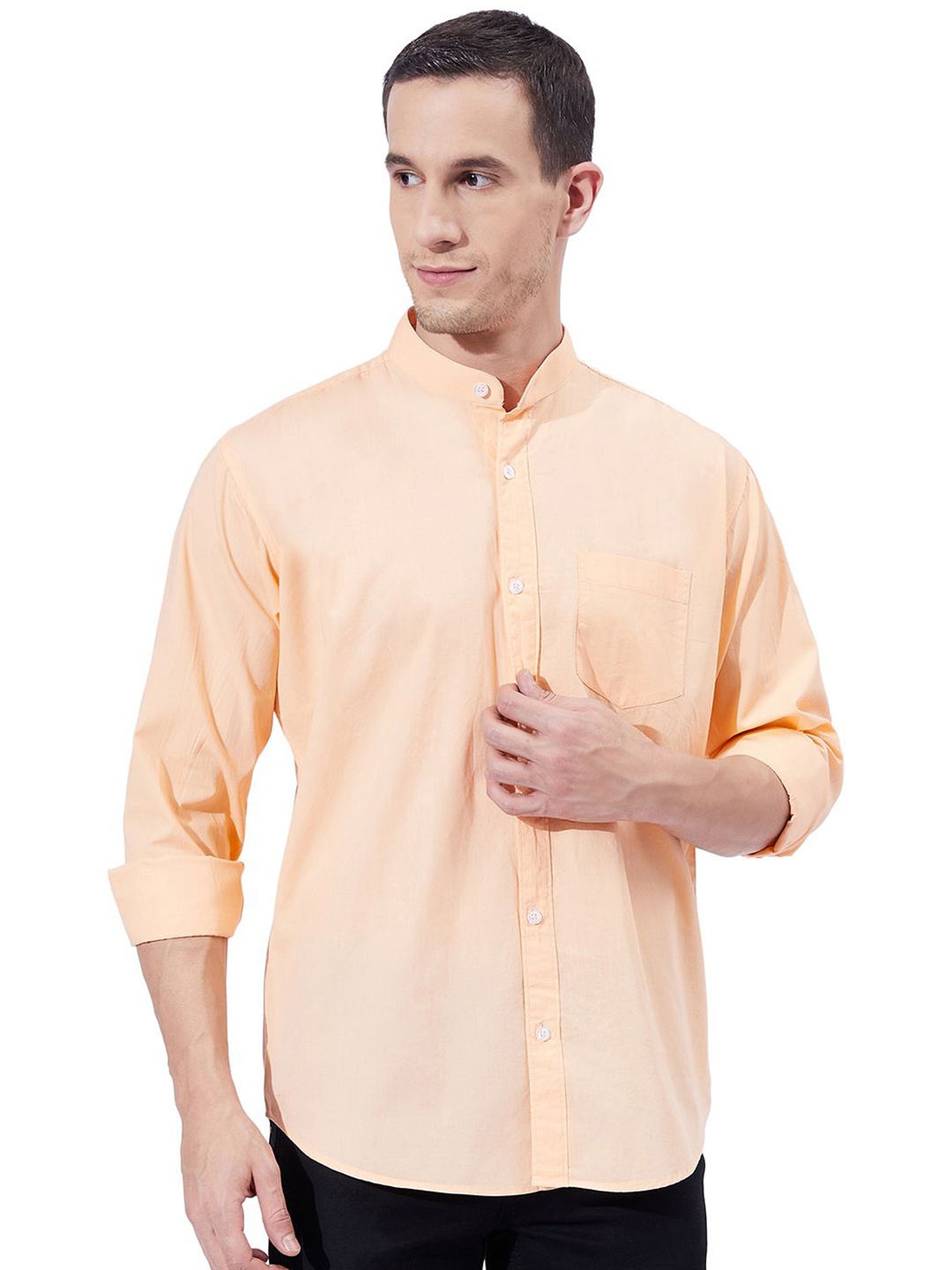 

Ben Martin Men Standard Slim Fit Opaque Casual Shirt, Peach