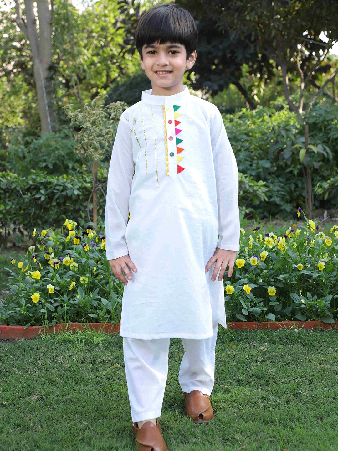 

EthIndia Boys Pure Cotton Straight Kurta With Pyjama, White