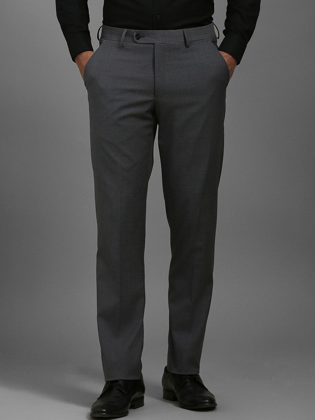 

Luxure by Louis Philippe Men Printed Slim Fit Trousers, Charcoal