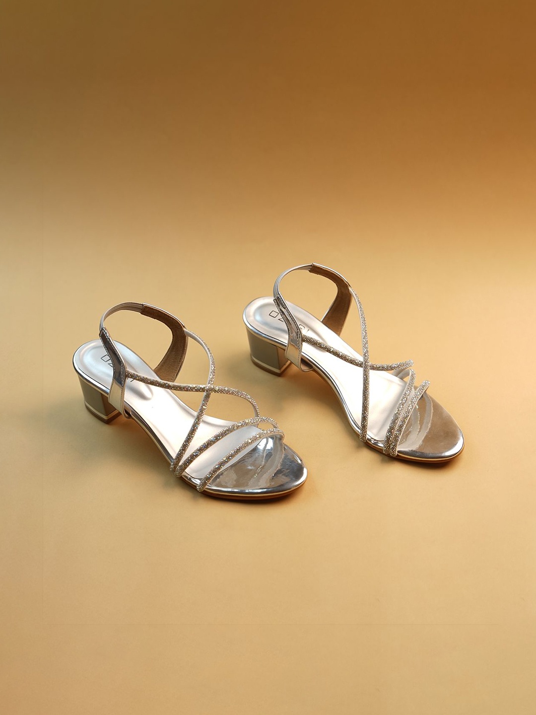 

Ozuri Embellished Party Block Sandals, Silver