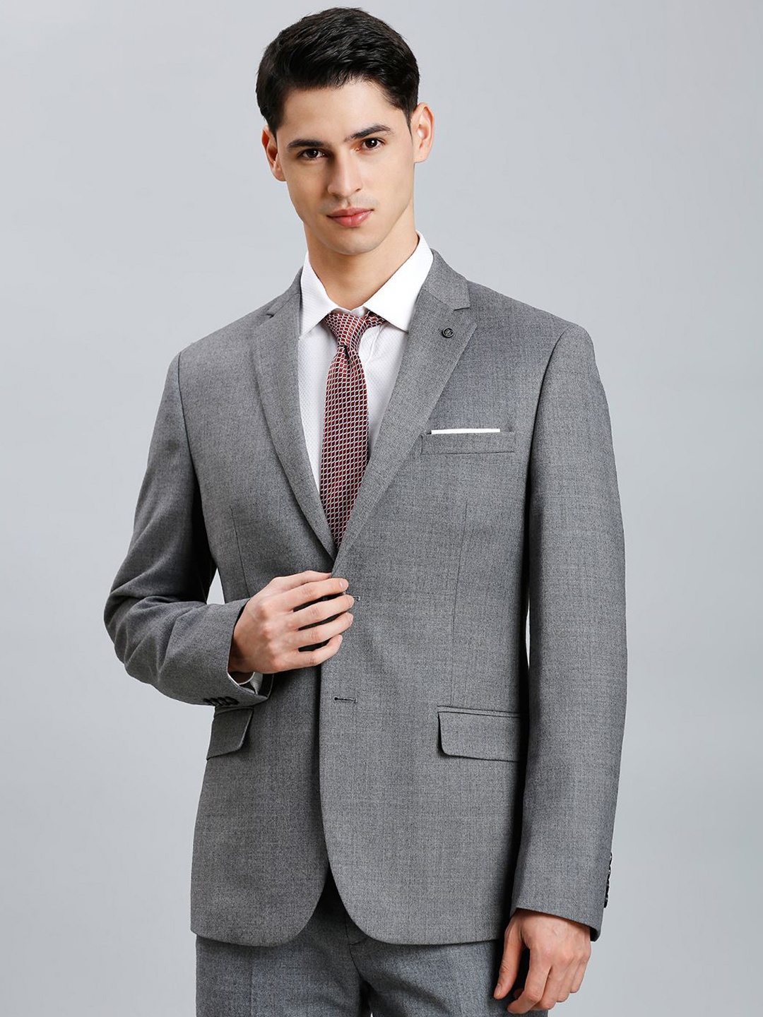 

Reid & Taylor Tailored-Fit Notched Lapel Single-Breasted Blazer, Grey melange