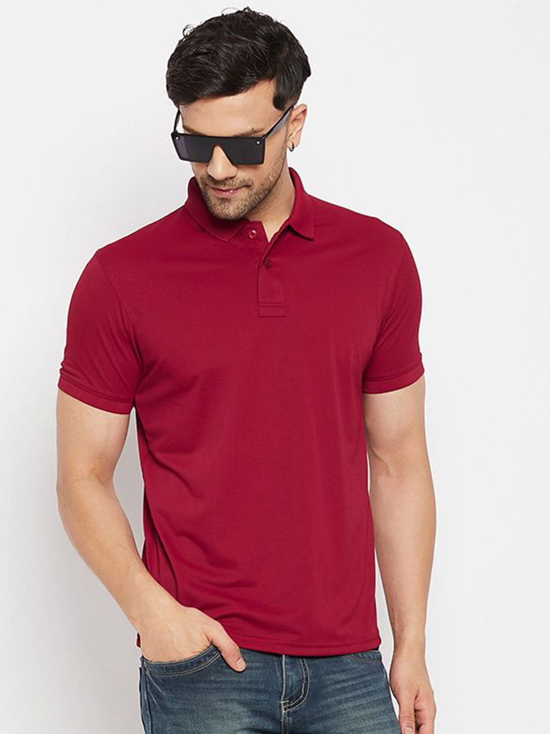 

98 Degree North Men Polo Collar T-shirt, Maroon