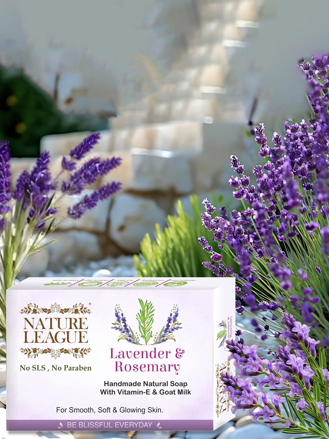 

NATURE LEAGUE Set Of 4 Lavender & Rosemary, Natural Handmade Soap- 100 g Each