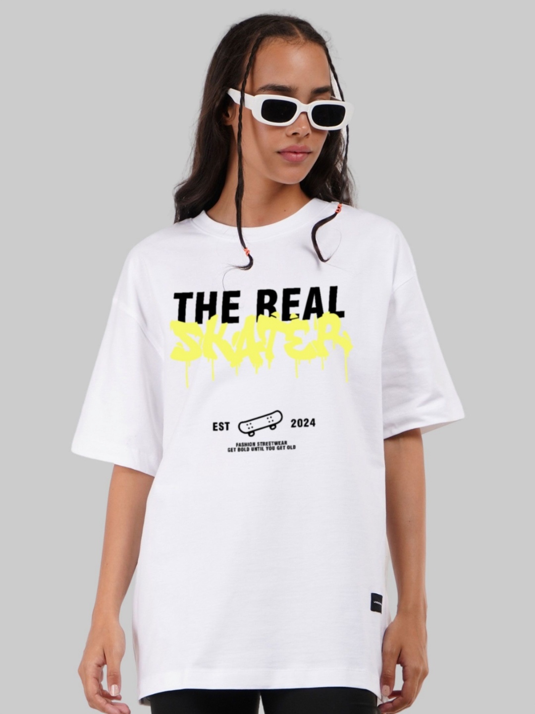 

Underrated Club Women Typography Printed Bio Finish Raw Edge T-shirt, White