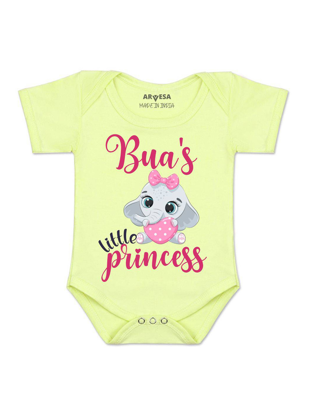 

Arvesa Kids Bua Little Princess Printed Romper, Yellow