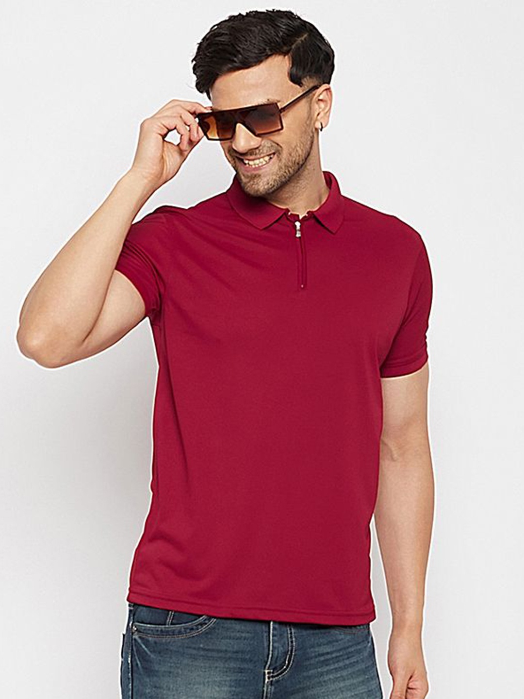 

98 Degree North Men Polo Collar T-shirt, Maroon