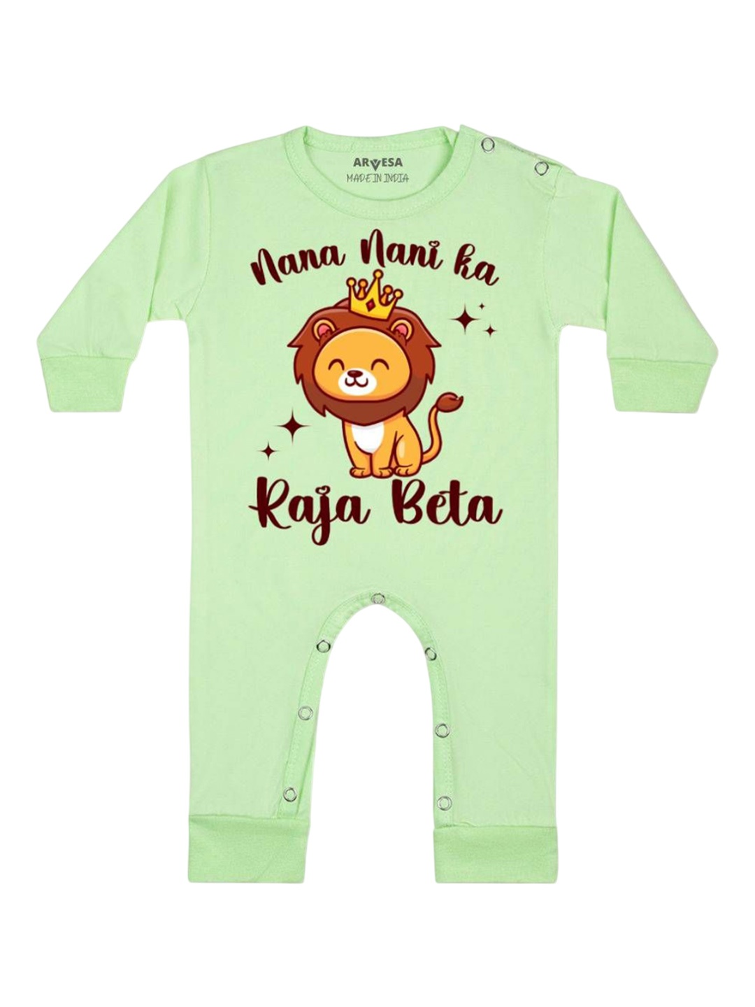 

Arvesa Kids Nana Nani Raja Beta Printed Baby Romper, Green