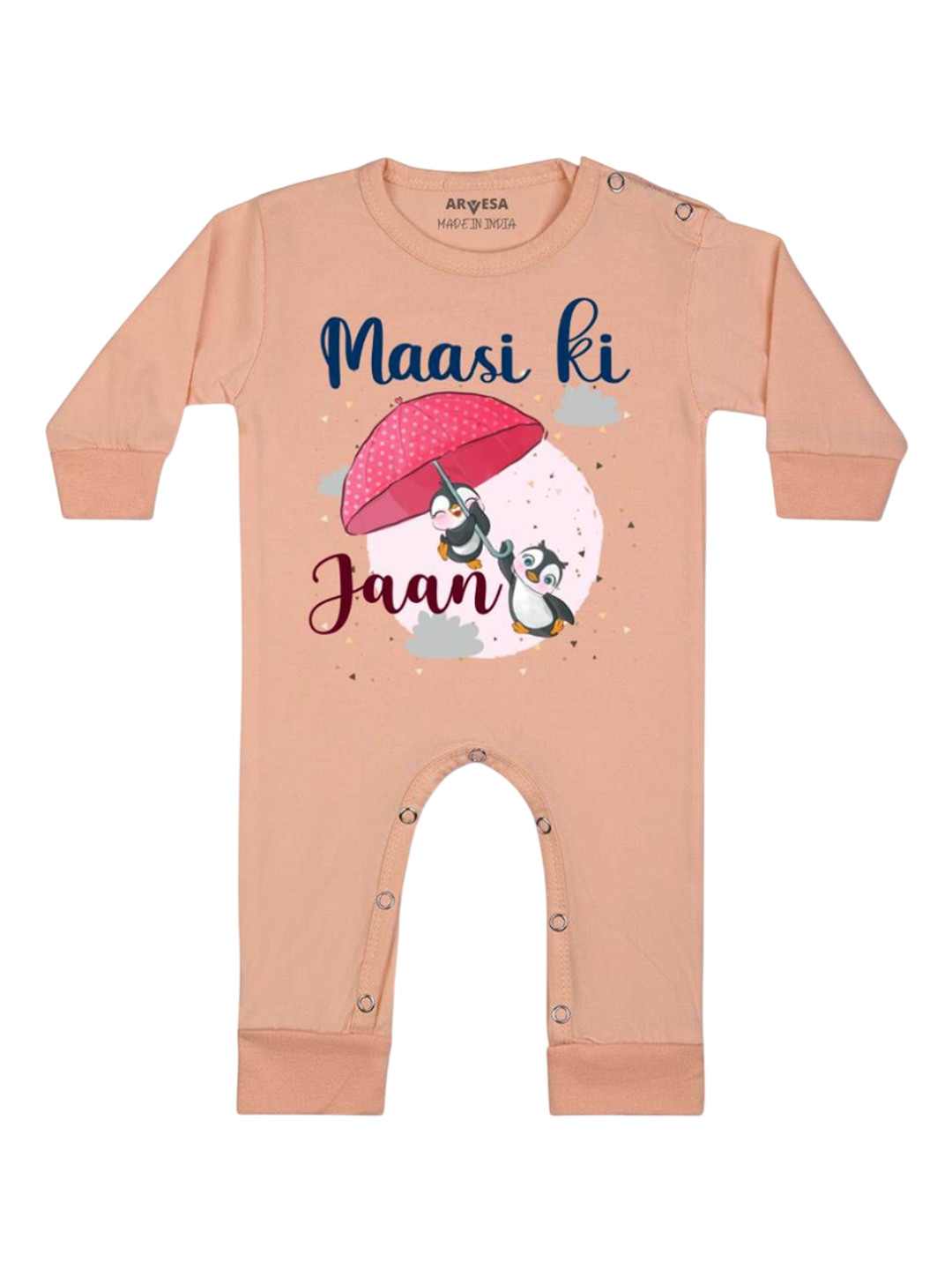 

Arvesa Kids Maasi Ki Jaan Printed Baby Romper, Peach