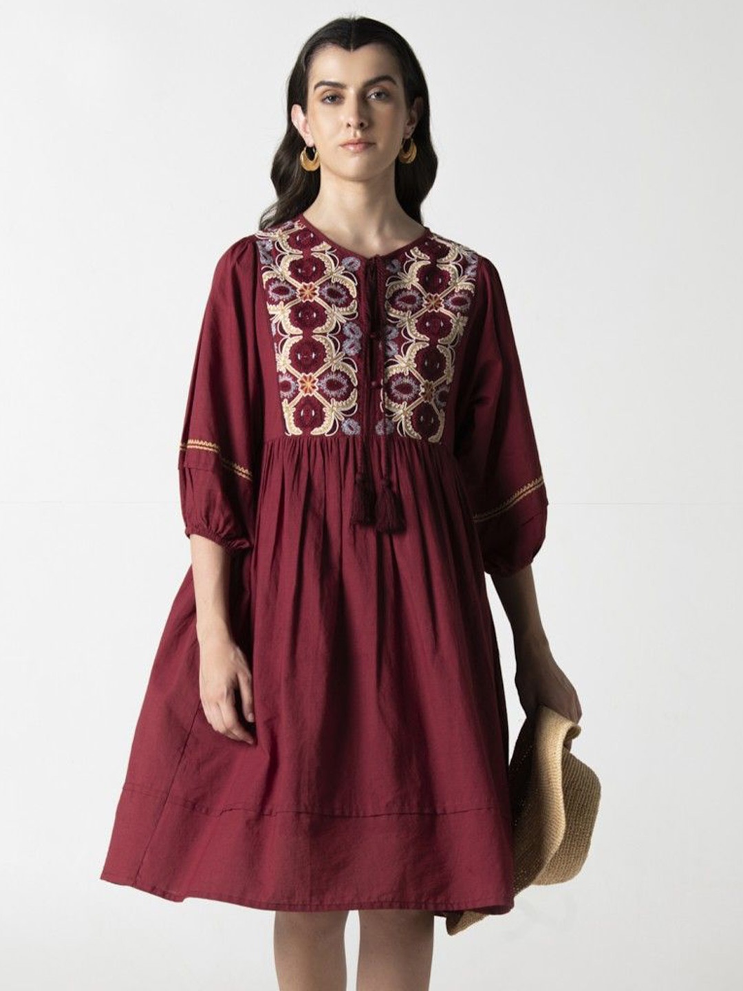 

STIL O STITCH Dyed A-Line Dress, Maroon