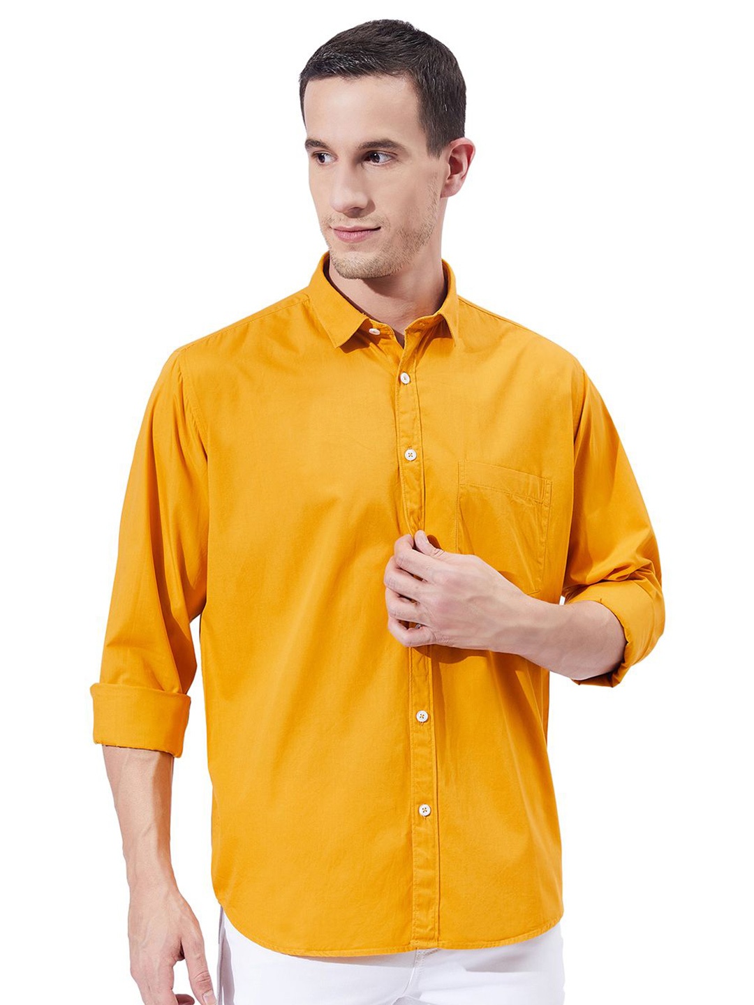 

Ben Martin Men Standard Slim Fit Opaque Casual Shirt, Mustard