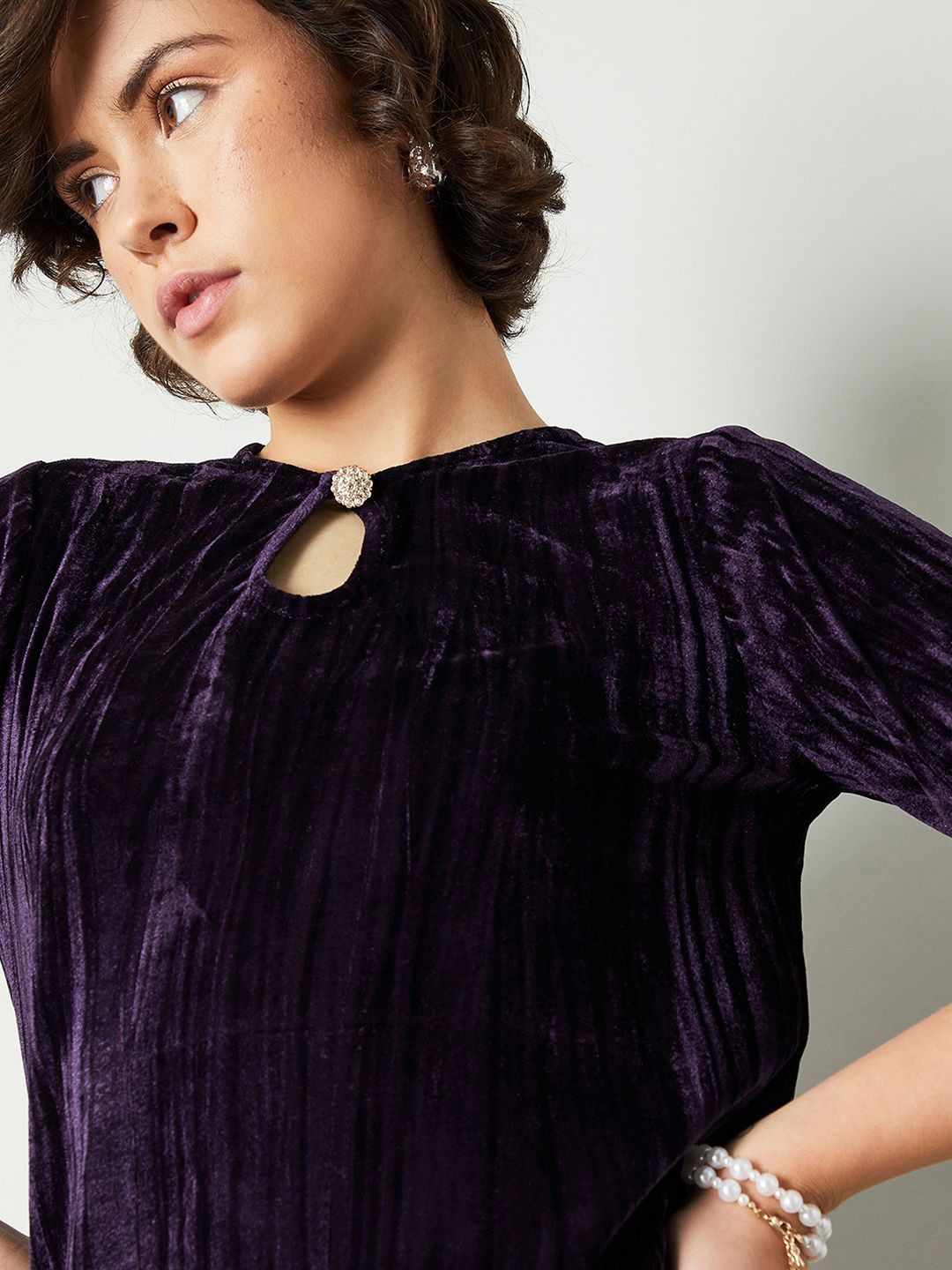 

max Keyhole Neck Top, Purple
