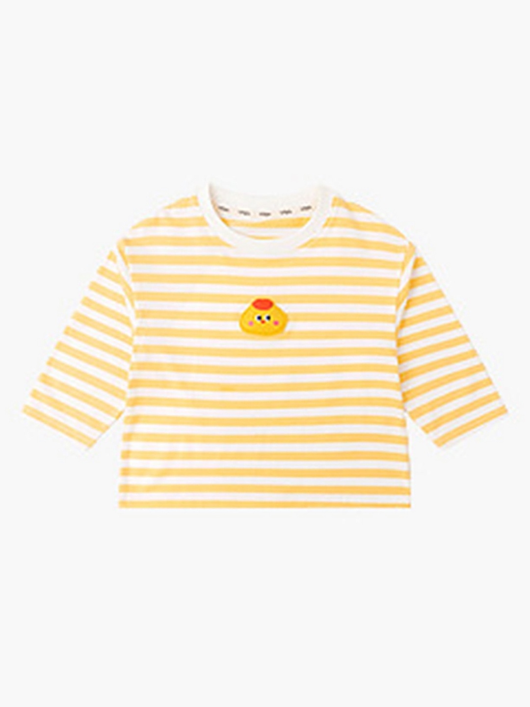 

LULU & SKY Girls Striped Round Neck Cotton T-shirt, Yellow