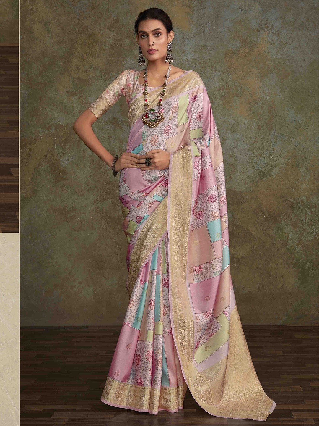 

KIMISHA Woven Design Zari Linen Blend Handloom Saree, Purple