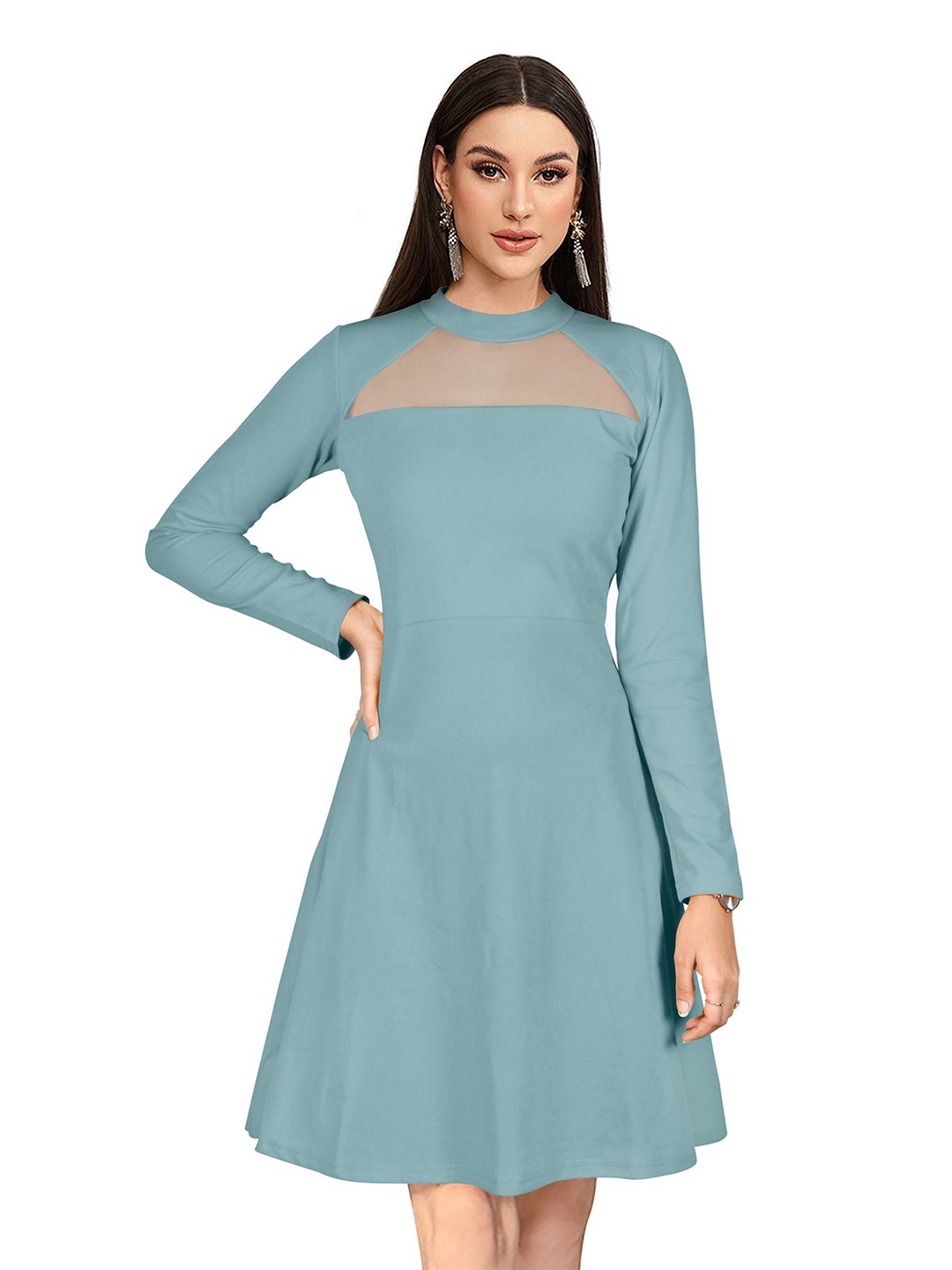 

S.K.C Fit & Flare Dress, Sea green