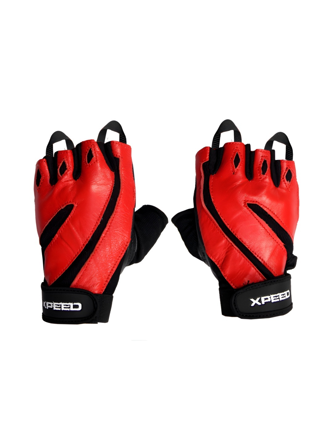 

XPEED Printed Leather Fitness Gym Gloves, Red