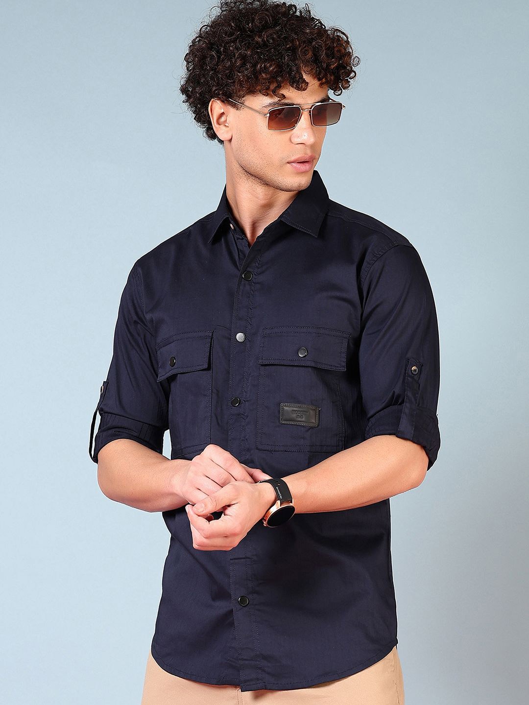 

V-Mart Men Opaque Casual Shirt, Navy blue
