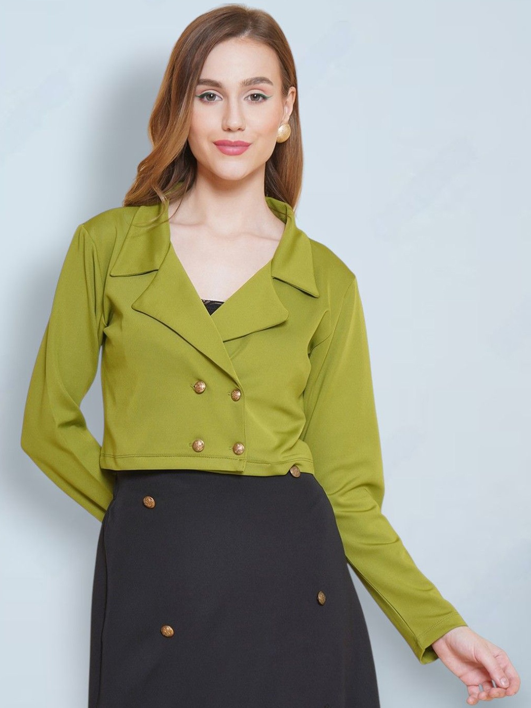 

KATLINE Relaxed-Fit Double-Breasted Blazer, Green