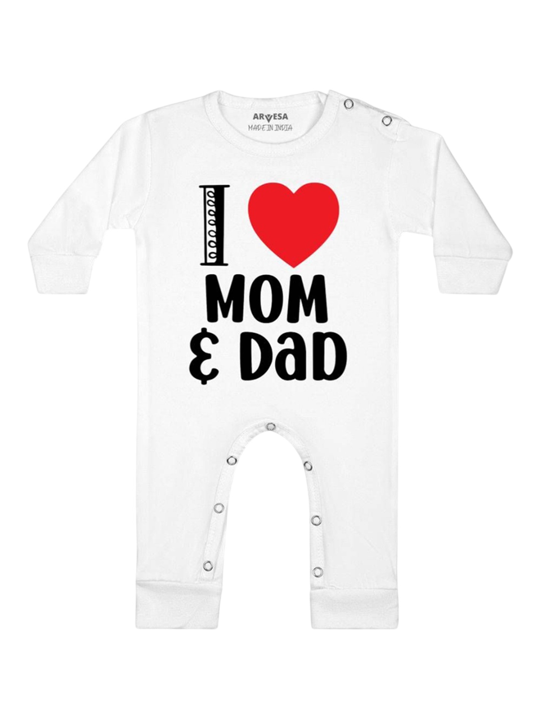 

Arvesa Kids I Love Mom And Dad Printed Baby Romper, White