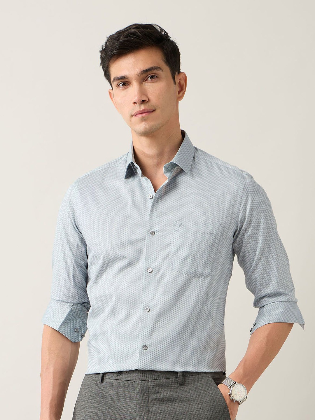 

Arrow Men Slim Fit Opaque Printed Formal Shirt, Grey