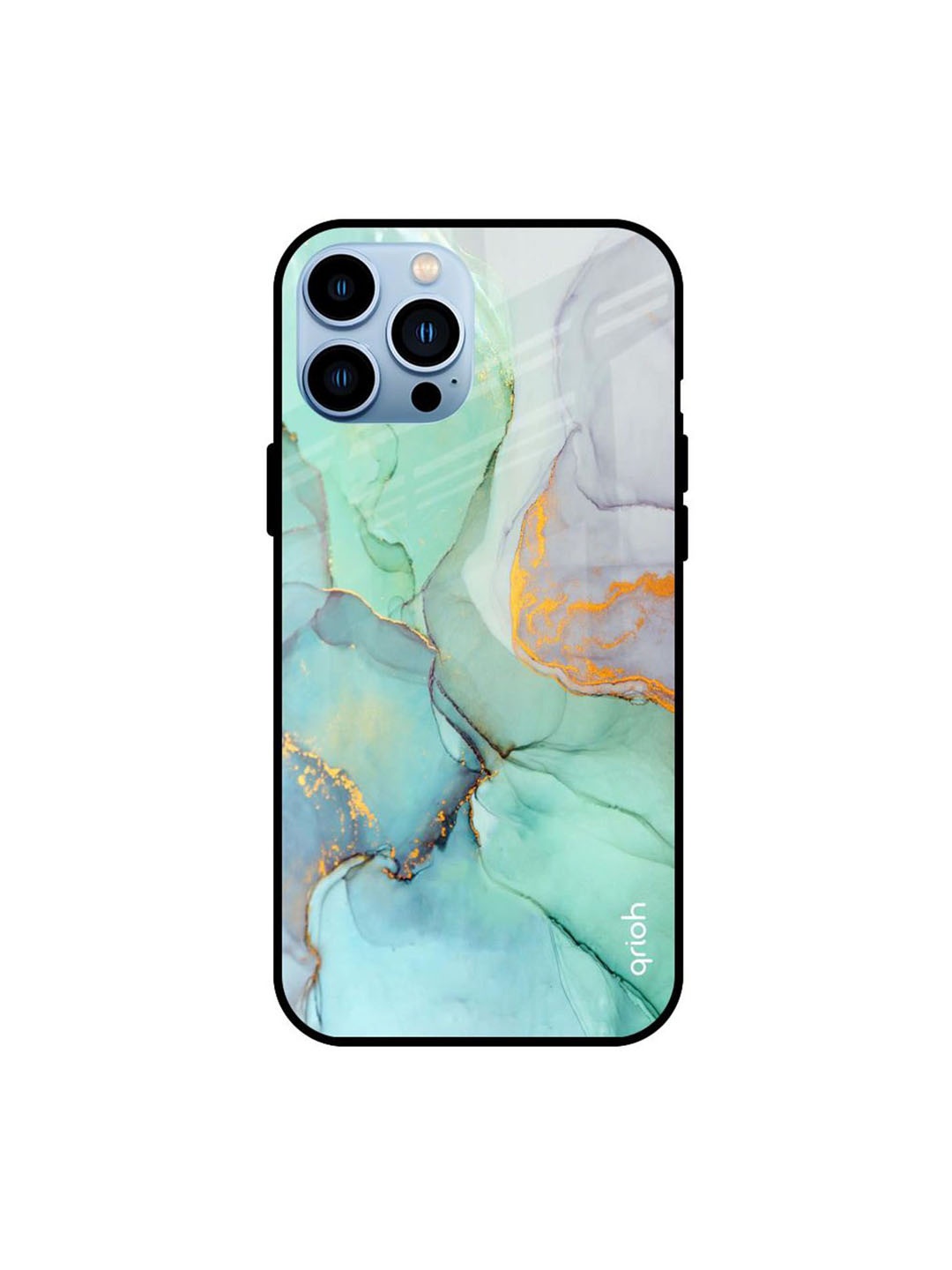 

QRIOH Green Marble Printed iPhone 13 Pro Back Case