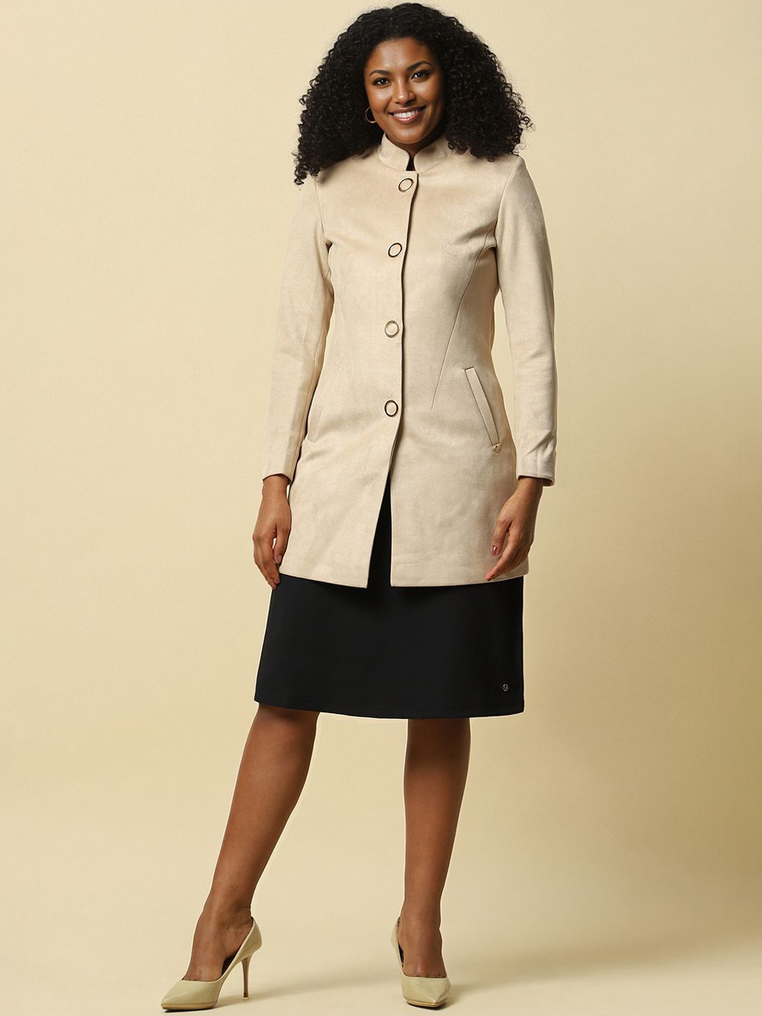 

Allen Solly Woman Women Longline Tailored Jacket, Beige