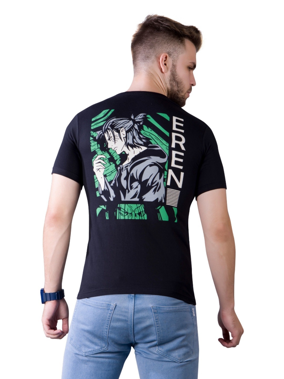 

Quco Men Graphic Printed Biowashed Round Neck Cotton Tshirt, Black
