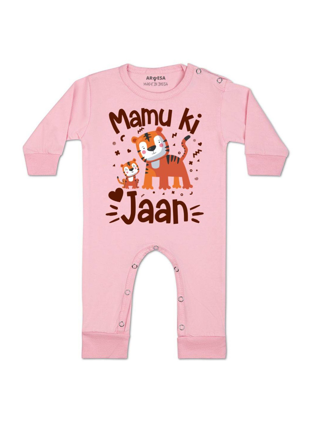 

Arvesa Kids Mamu Ki Jaan Printed Baby Romper, Pink