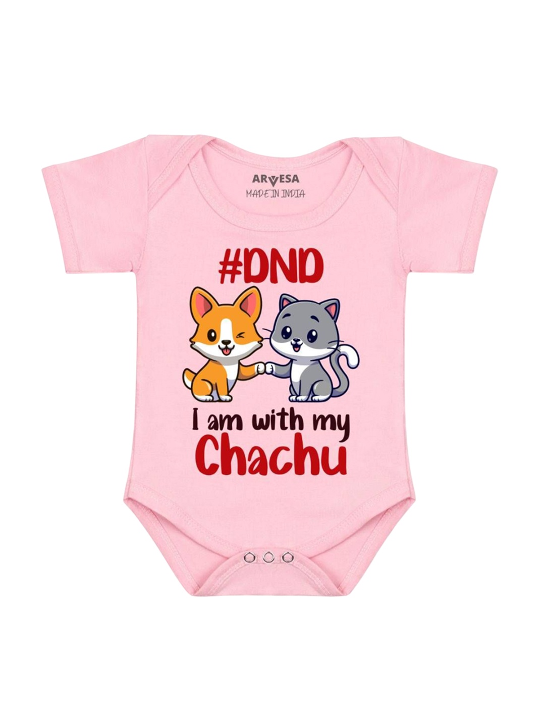 

Arvesa Kids Dnd I Am With My Chachu Printed Romper, Pink