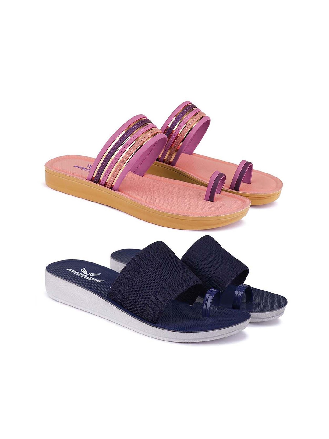 

BERSACHE Women Pack Of 2 One Toe Flats, Pink
