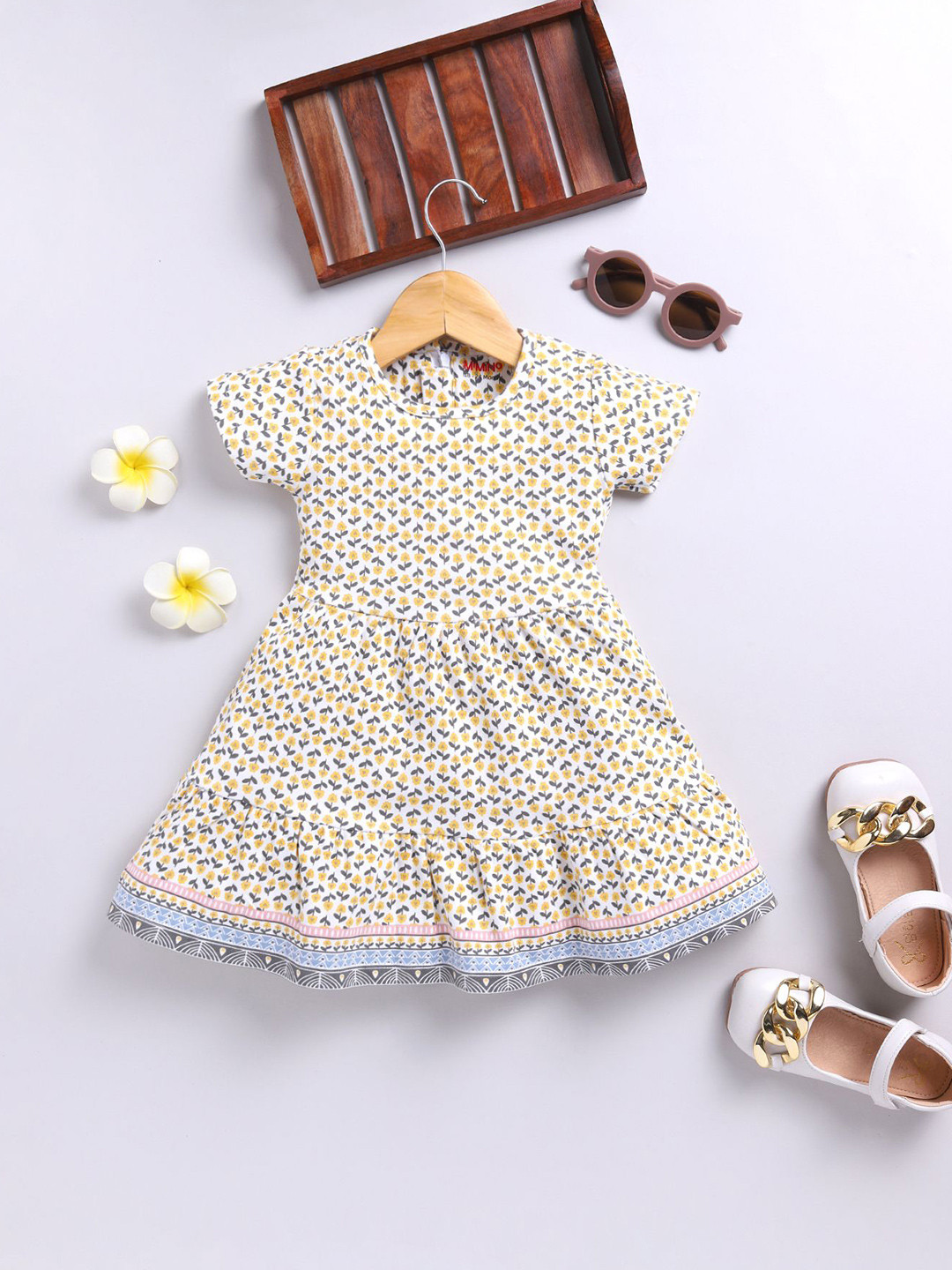 

MIMINO Print Fit & Flare Dress, Cream