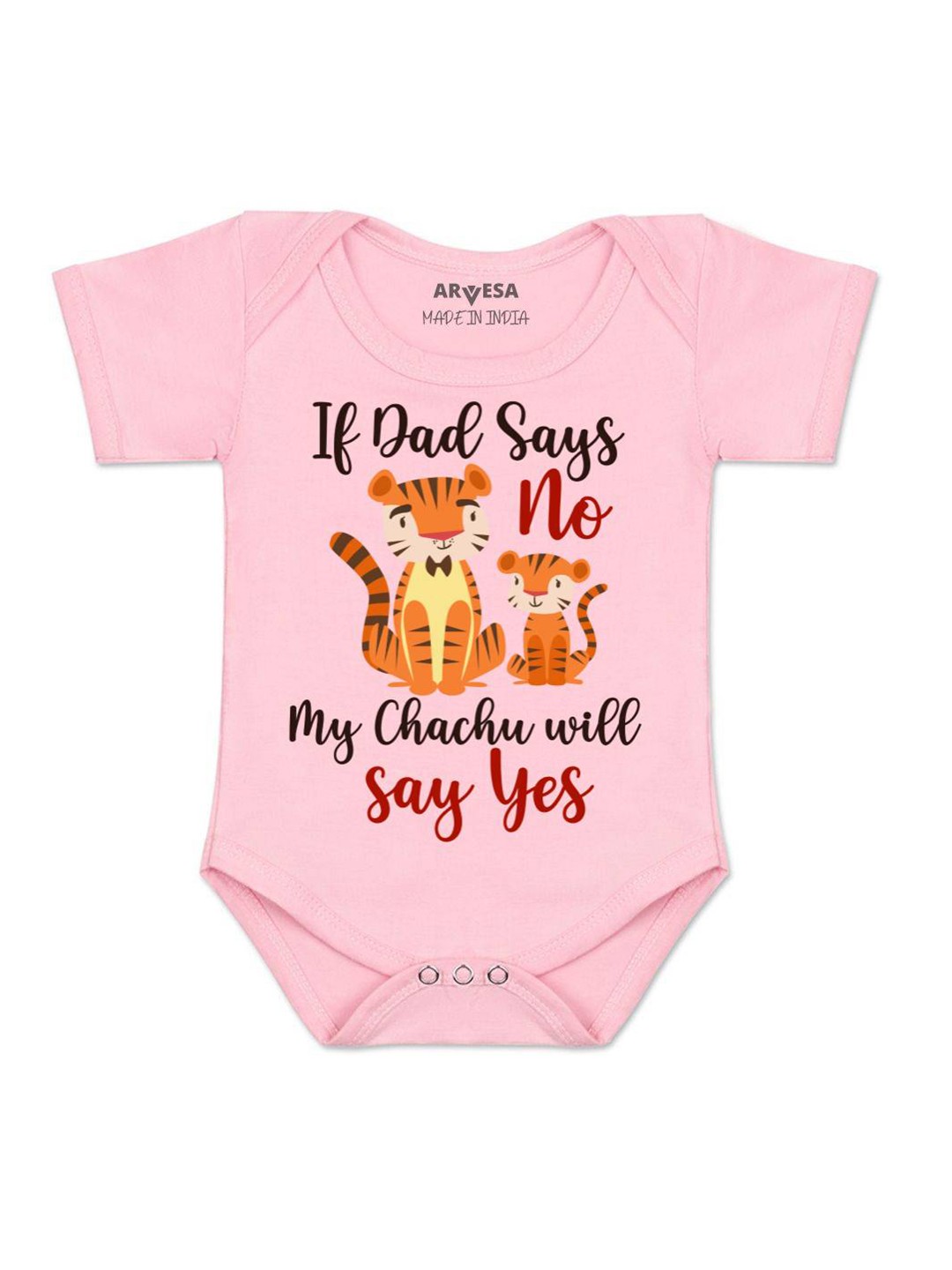 

Arvesa Kids If Dad Say No My Chachu Printed Romper, Pink
