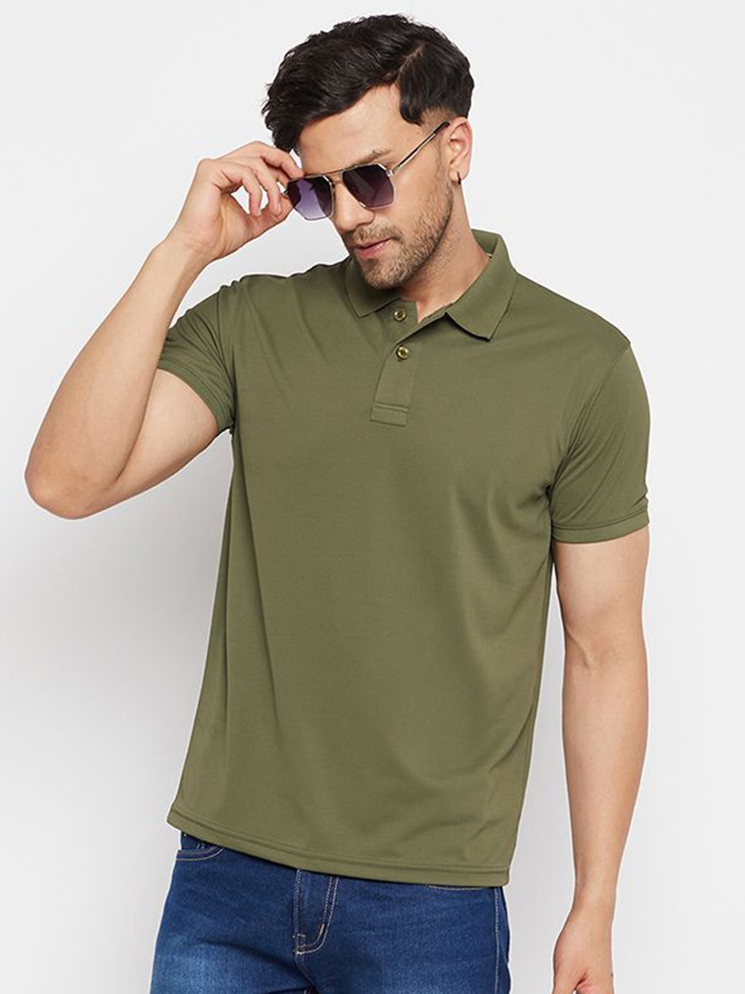 

98 Degree North Men Polo Collar T-shirt, Olive